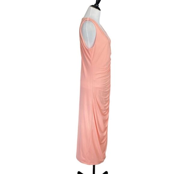 INC International Concepts Women Ruched Bodycon Dress Sherbet Orange Peach - Picture 3 of 11
